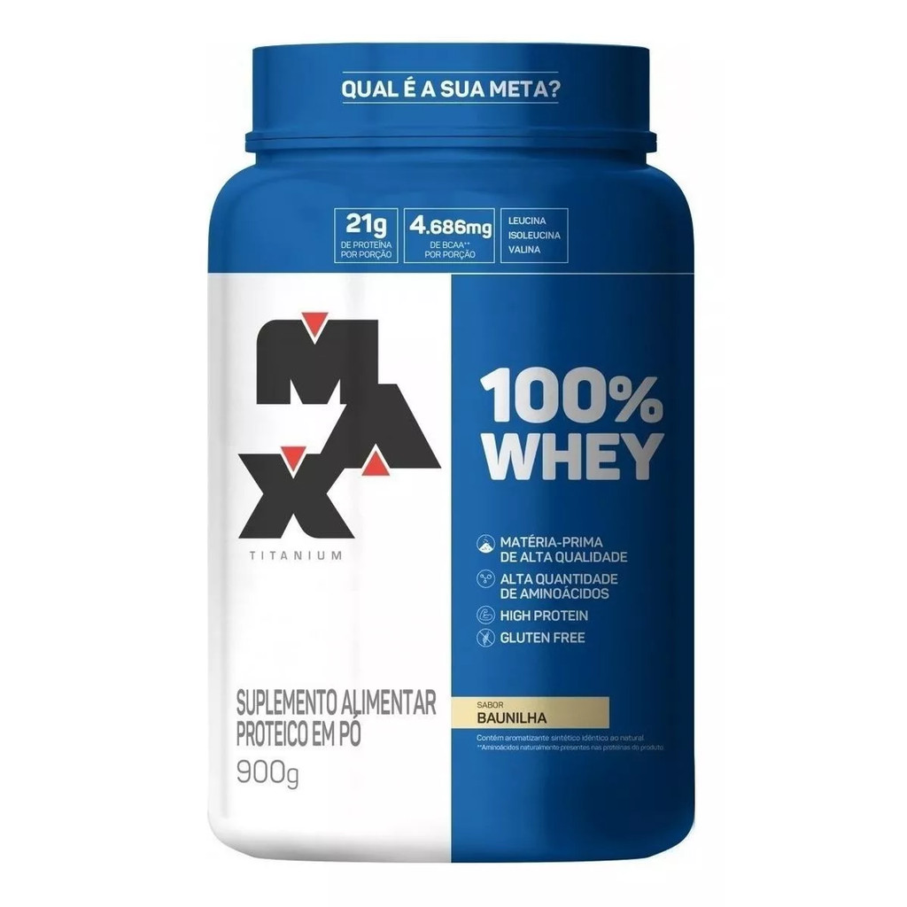 100% Whey Pote Sabor Baunilha 900G Max Titanium