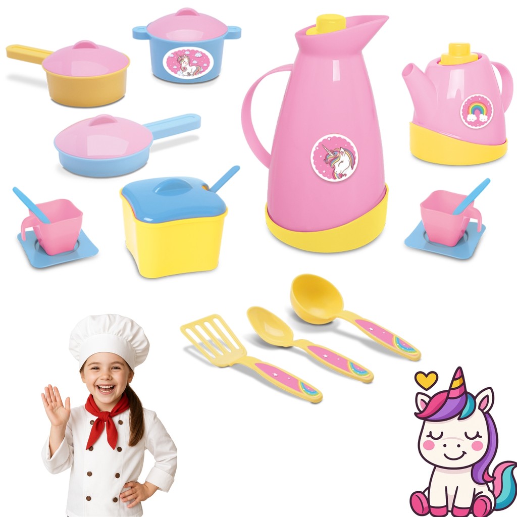 Kit Panelinhas Utensílios Cozinha Infantil Jogo Café Unika