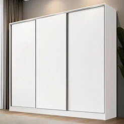 Guarda-Roupa Casal 100% MDF Madesa Nantes 3 Portas de Correr Branco