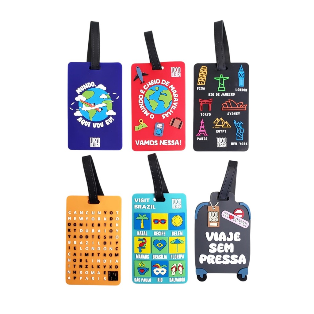 Kit 6 Tag Identificador Mala Viagem Etiqueta Bagagem Mochila