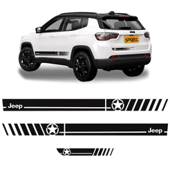 Kit Faixas Jeep Compass Adesivos Lateral/Traseiro Decorativo