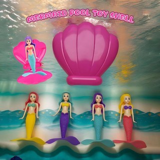 Brinquedo De Piscina De Concha De Sereia Flutuante Brinquedos De Banho Divertido Rotação Princesa Flutuador De Água Com 