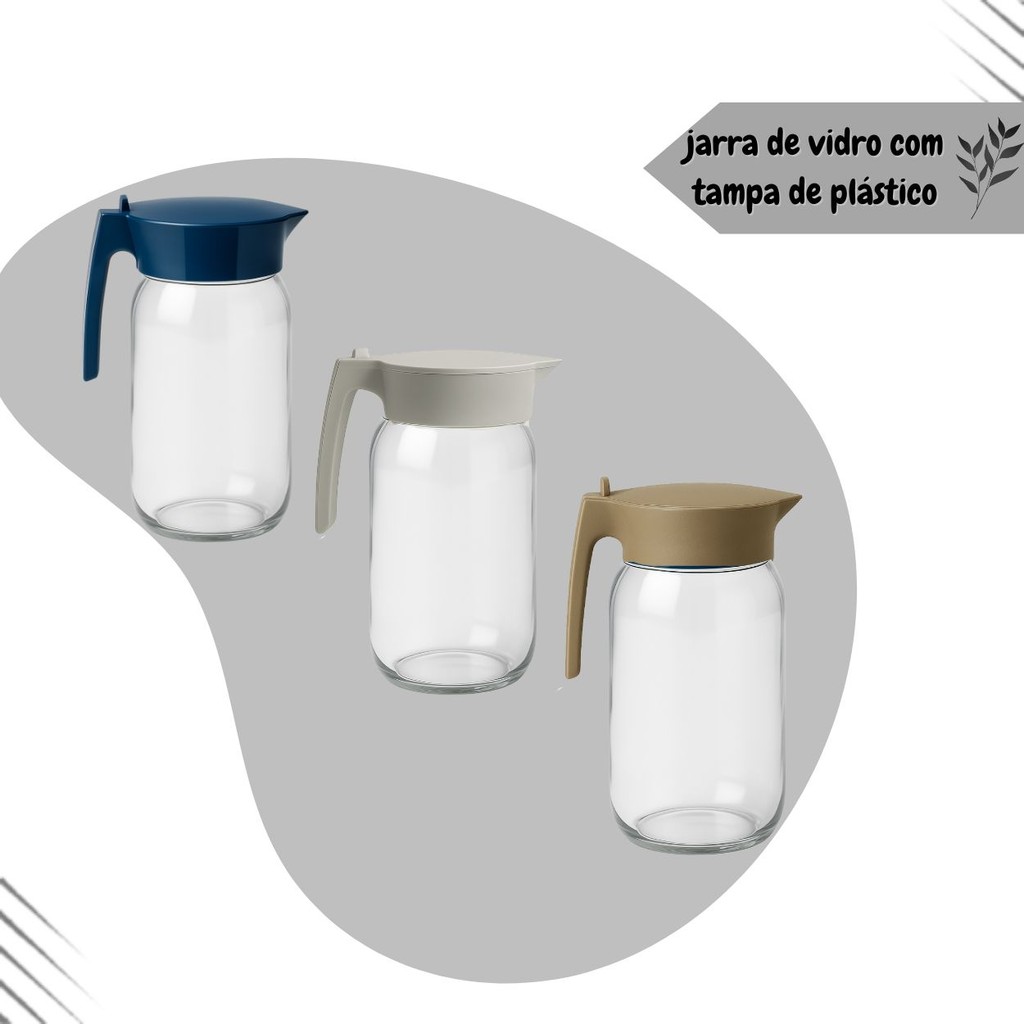 JARRA VIDRO COM TAMPA PLASTICA FECHO RAPIDO TRANSPARENTE 1 L