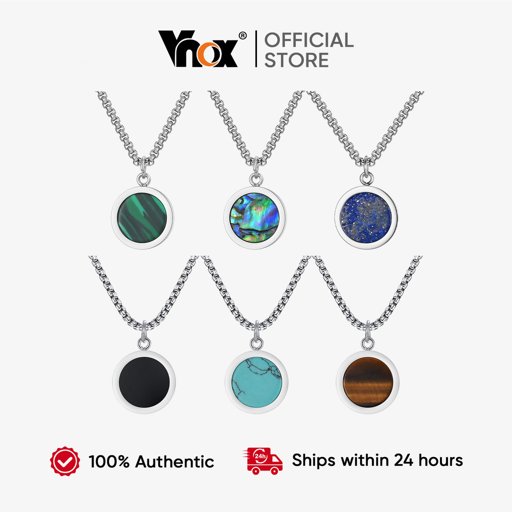 Colar Redondo De Abalone Malaquita Vnox Para Homens , Joias Hipoalergênicas De Aço Inoxidável em Oferta na Shopee