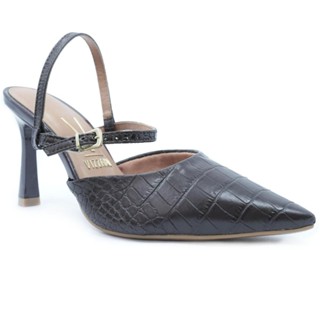 Scarpin Vizzano Traseiro Aberto Salto Médio - Marrom Escuro em Oferta na Shopee