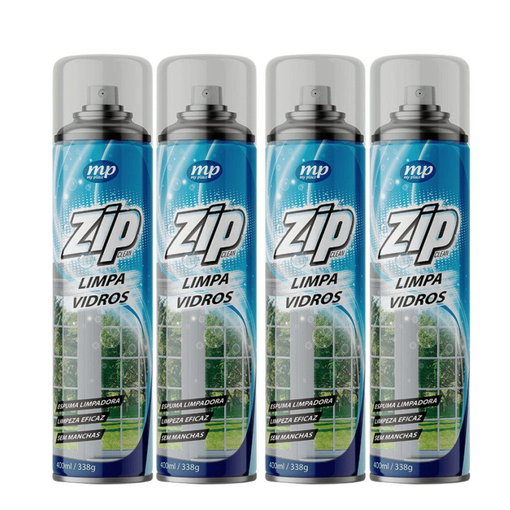 Kit C/4 Zip Clean Limpa Vidros 400ml | Espelhos | Box | Vitrines - My Place