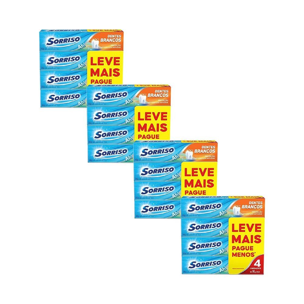 Kit 4 Pack Creme Dental Clareador Sorriso Dentes Brancos 90g