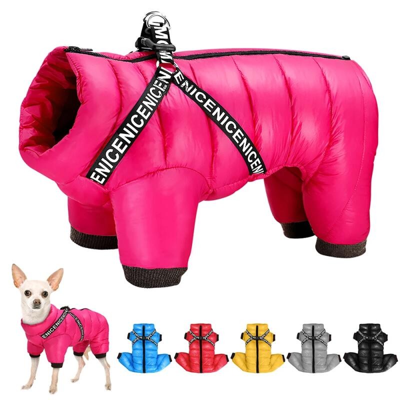 S-4XL Roupas De Inverno Para Cães Super Quente Cão De Estimação Tamanho Grande Jaqueta Casaco Com Arnês À Prova Dwaterpr
