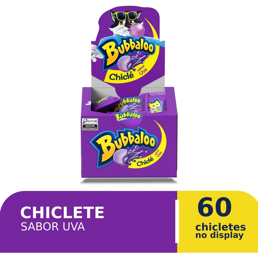 Chiclete Bubbaloo Sabor Uva Display Com 60 Unidades
