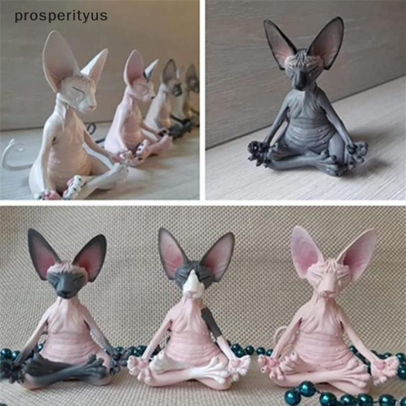 Imagem [prosperityus] Gato Meditar Estatuetas Colecionáveis Em Miniatura Decoração Artesanal Animais Figura Brinquedos [BR]