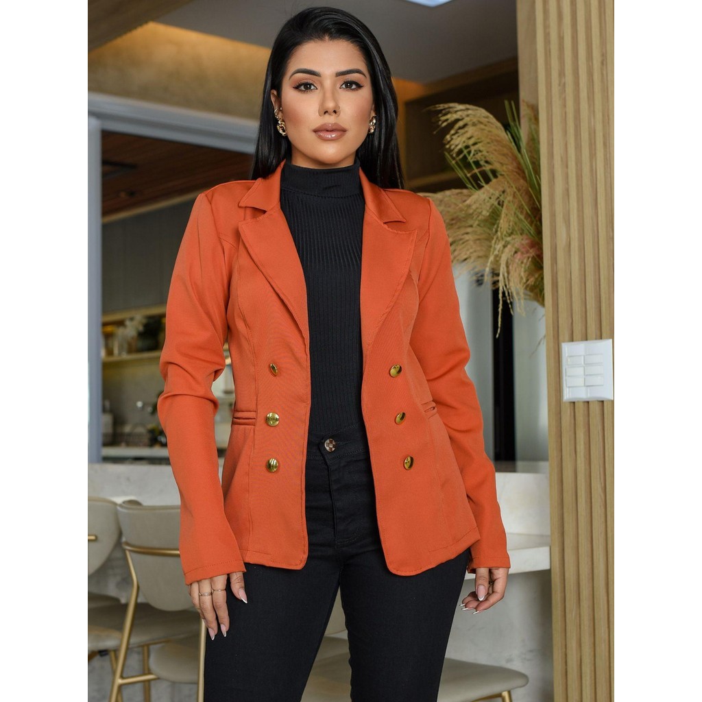 Blazer longo Feminino Alfaiataria Moda Evangélica Estilo Casual Chic