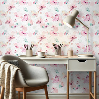 Papel de Parede  Adesivo Autocolante Infantil Borboletas Rosa - 5 Metros em Oferta na Shopee