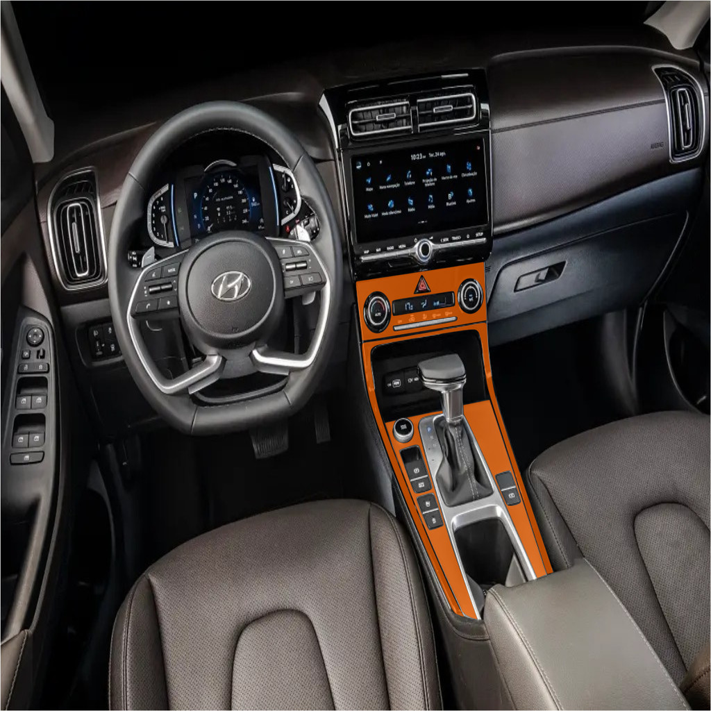 Película PPF Proteção Kit Console Central Console Ar Hyundai Creta Comfort Plus 2022 2024 TPU Anti Risco