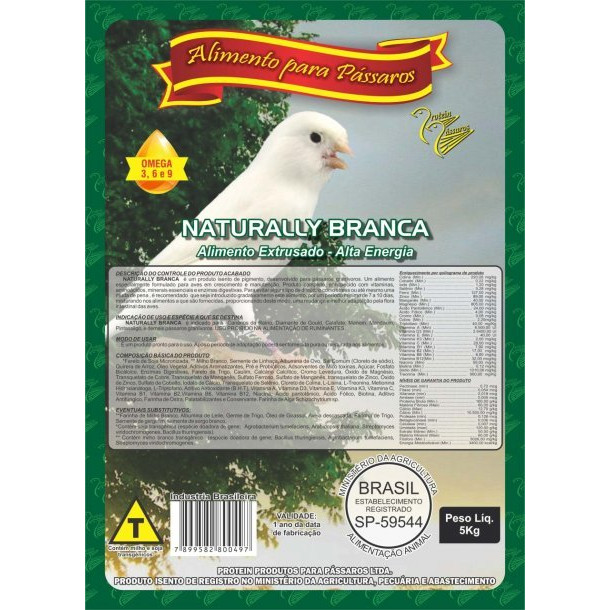 Ração Extrusada Naturally Branca-5kg Canários Premium Oferta