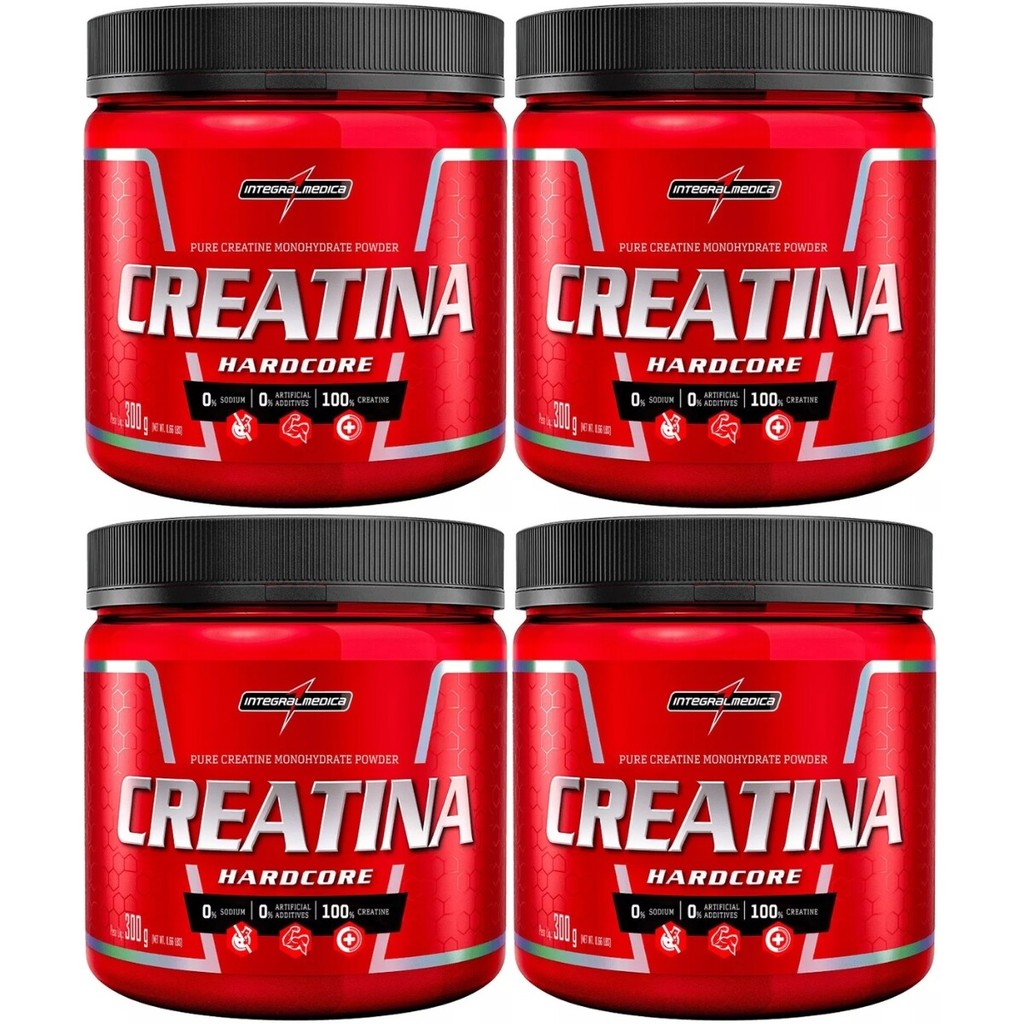 4x Creatina Hardcore 100% Pura 300g Integralmedica