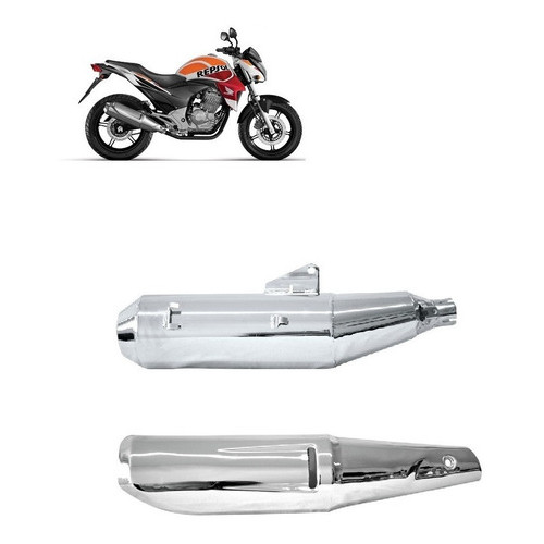 Ponteira E Protetor Escape Honda Cb 300 Cromado