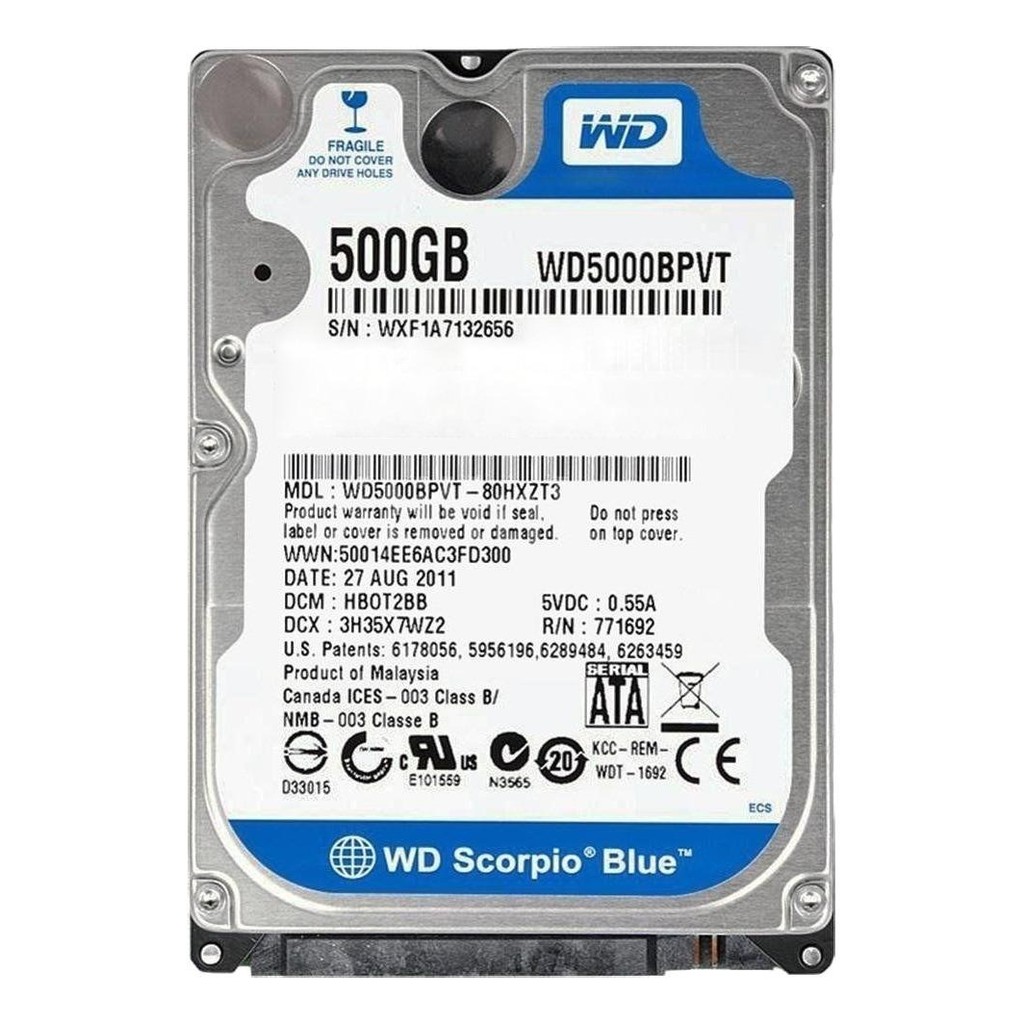 Disco Rígido Interno Western Digital Wd Scorpio Blue Wd5000bpvt 500gb Azul