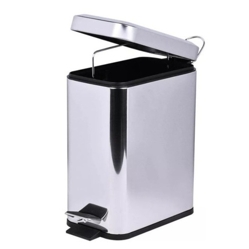Lixeira Retangular Slim 5 Litros Inox Balde Em Plástico Kala