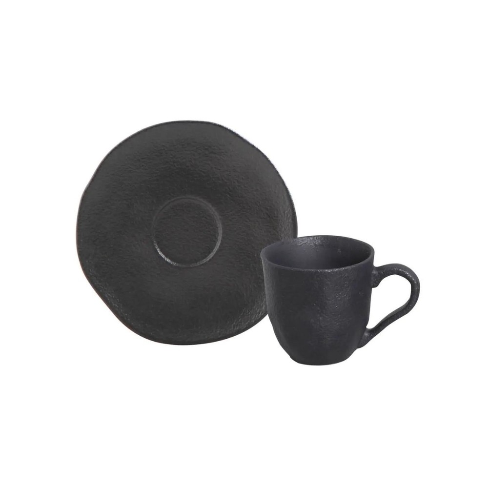 Xicara Café Com Pires 120ml Organico Preto Matte - Porto Brasil em Oferta na Shopee