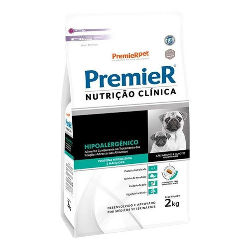 Alimento Premier Nutrição Clínica Hipoalergénico Filhote Cão De Raça Pequena Mandioca 2 Kg