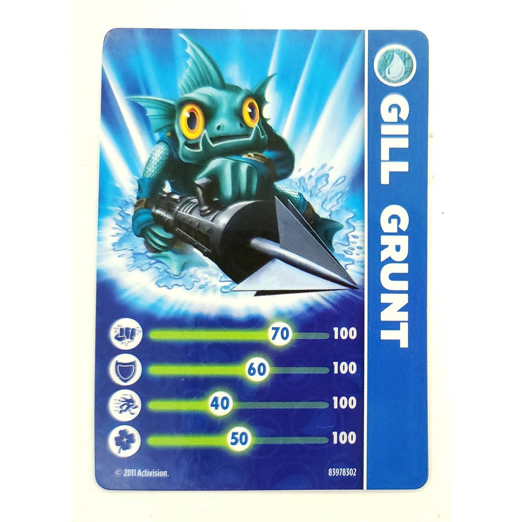 Card Skylanders Spyros Adventure Gill Grunt Colecionavel TCG