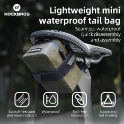 ROCKBROS Bolsa De Selim De Bicicleta À Prova D'água , 0.4L , Portátil , Leve , Durável , Traseira , Luzes Traseiras Susp