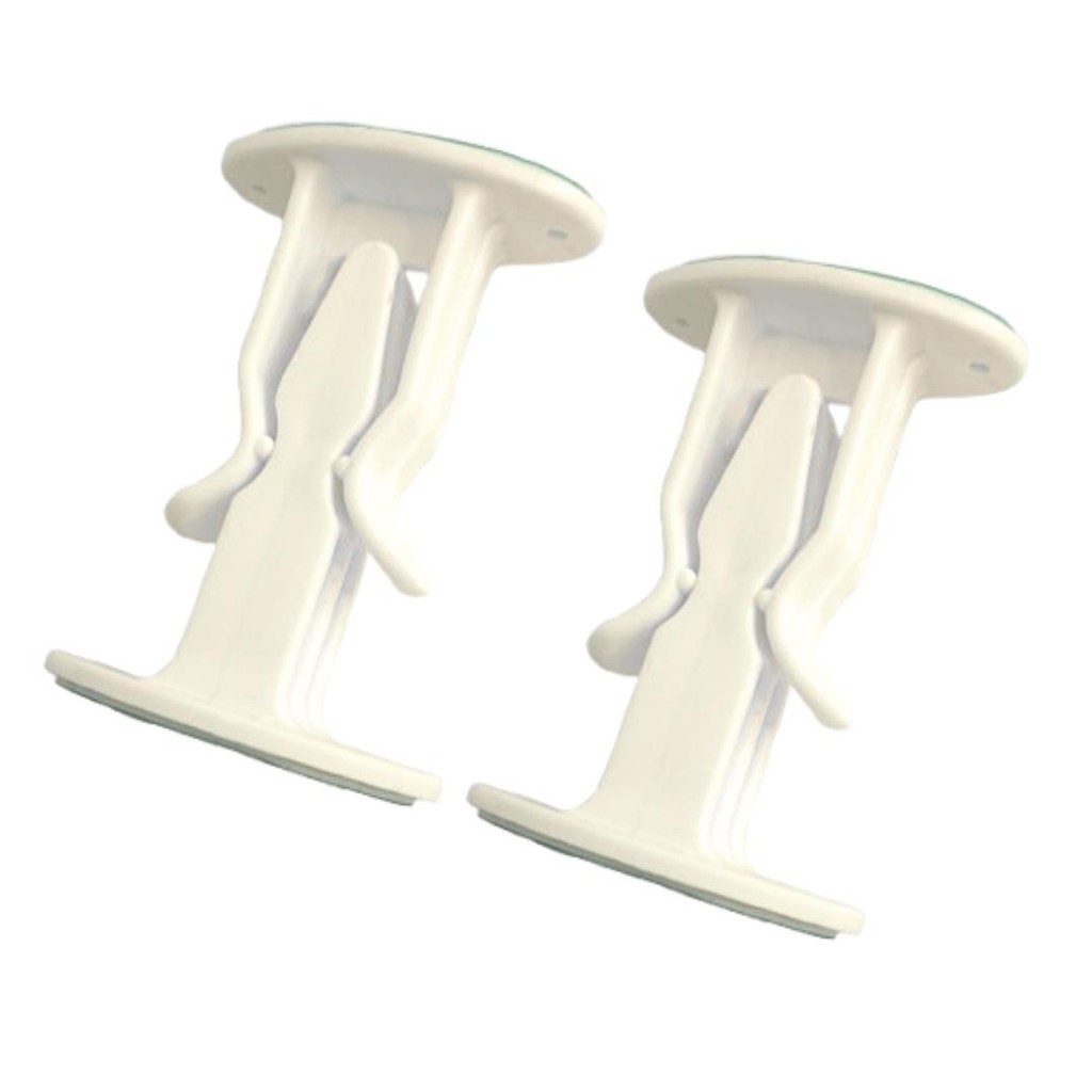 Kit 2 Trava Porta Janela Fixador Autoadesivo Plástico Branco Prático Parede Rodapé