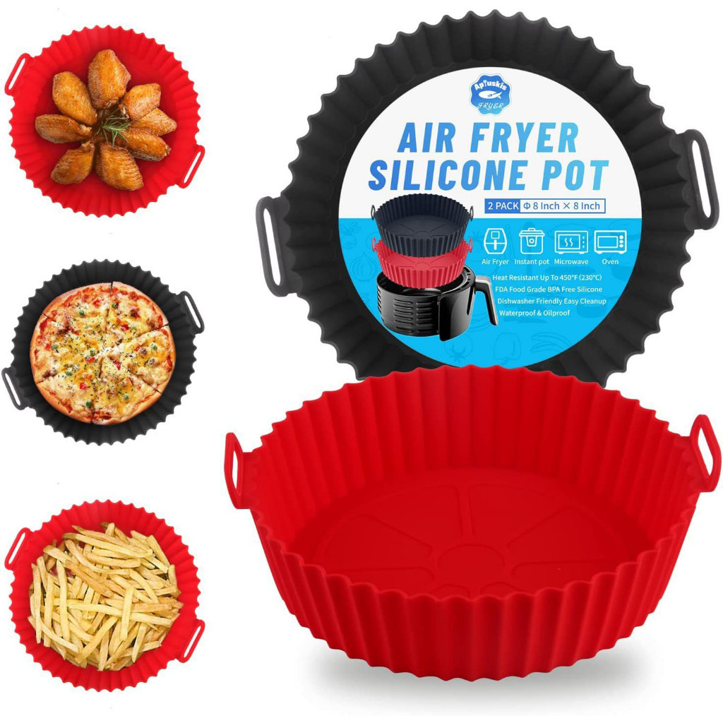 Imagem KIT Forma De Silicone Para Air Fryer Forno Microondas Fritadeira Assadeira – Reutilizável Antiaderente Flexível
