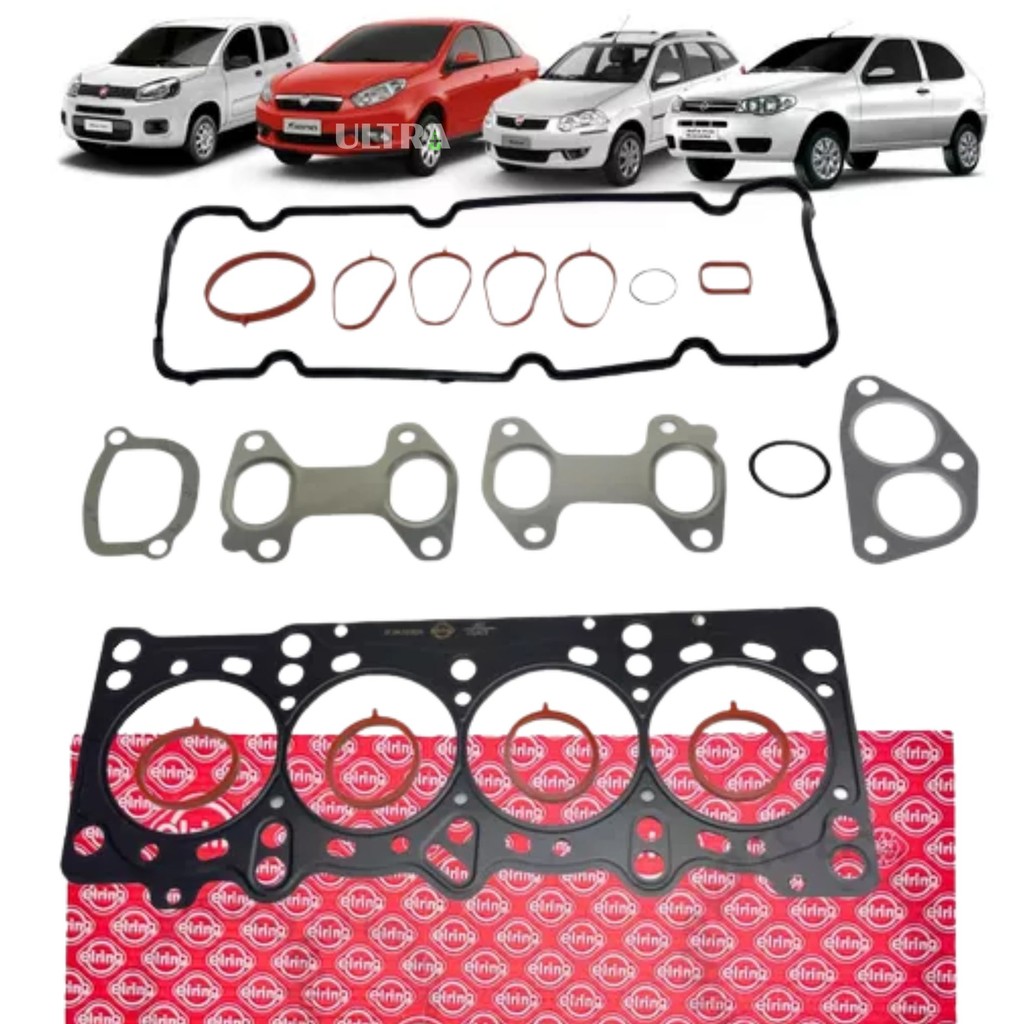 Jogo Junta Motor Superior para Fiat Fire 1.0 1.3 8v - Palio / Uno / Strada / Siena - Junta Metálica - Sem Retentor (Elri - Automobiles