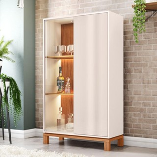 Cristaleira 2 Portas Com Iluminação Interna Led Jace Bege Caemmun em Oferta na Shopee