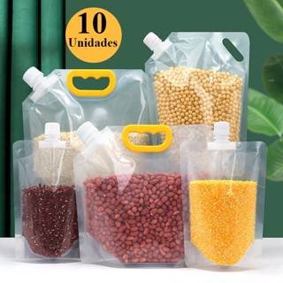 KIT 10 Organizador de Cozinha Saco de Grãos Para Alimentos a Prova de Umidade e Insetos Se...