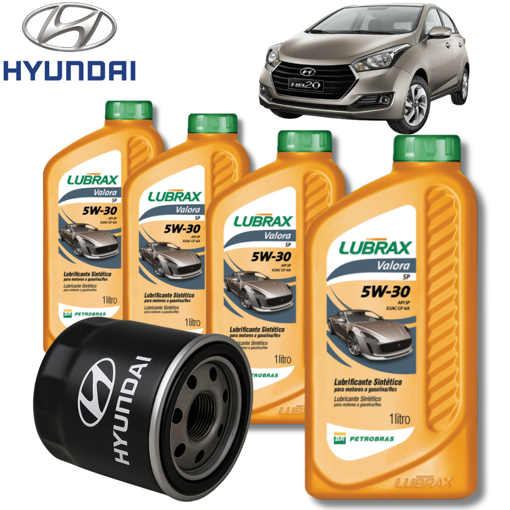 KIT TROCA DE ÓLEO LUBRAX 5W30 + FILTRO CARRO HB20 1.0
