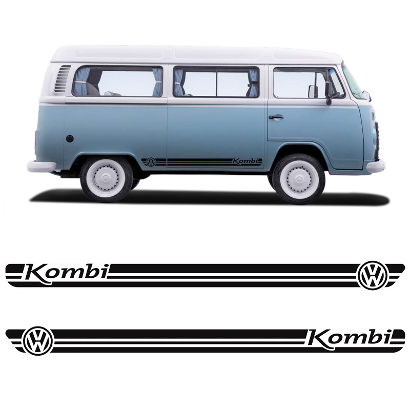 Faixa Lateral Kombi Logo Volkswagen Adesivo Decorativo Preto