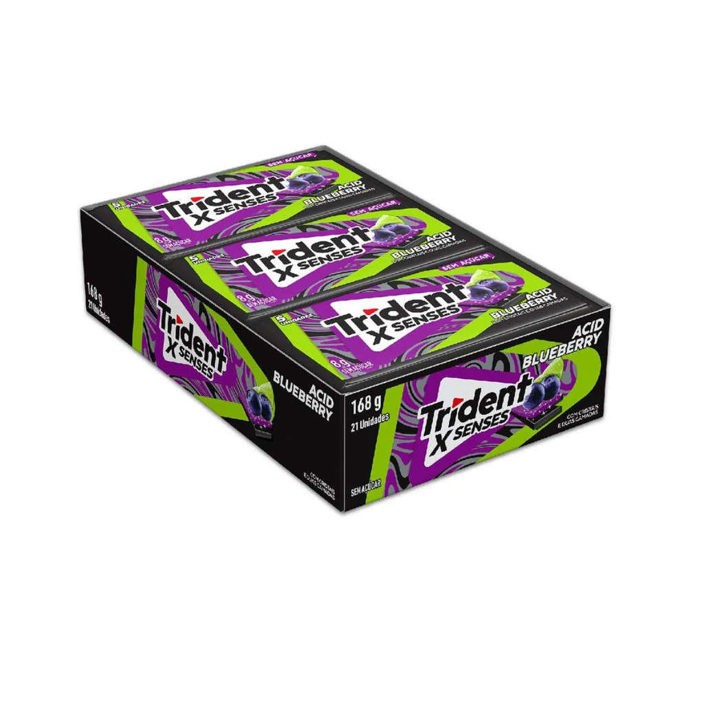 Chiclete Trident X Senses Blueberry  Display 21 Unid 8g Cada
