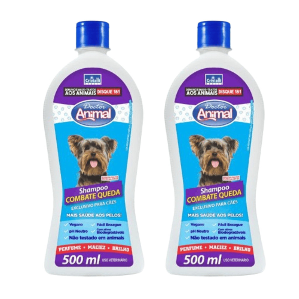 Kit com 2 Shampoo Combate Queda De Pelos para Cachorro Doctor Animal 500ml