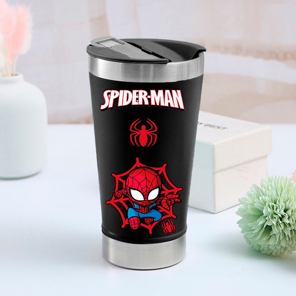 Copo térmico Homem aranha com tampa e abridor 473 ml em Oferta na Shopee