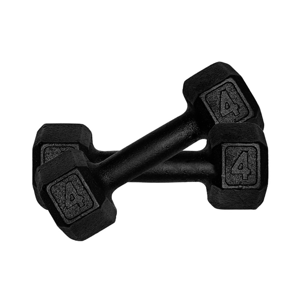 Kit 2 Halter Sextavado Pintado 4kg Academia Treino Ferro