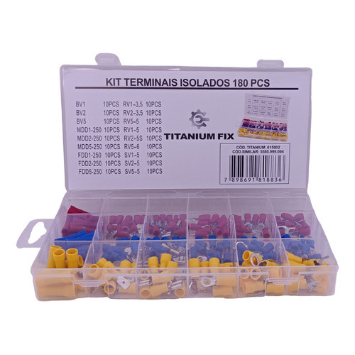 Kit 180 Terminal Elétrico Isolado Olhal Ilhós Pino Garfo