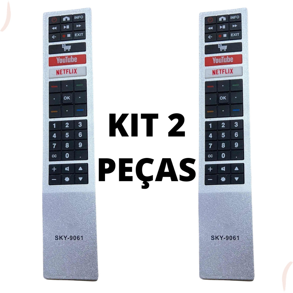 KIT 2 CONTROLE REMOTO PARA TV AOC Led Smart 4k Full Hd Netflix Youtube