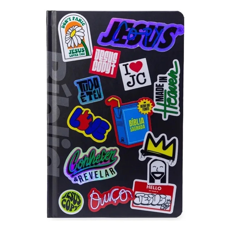 Bíblia Jesus Copy Sticker 2.0 | NVI | Letra Normal | PJV | Capa Dura Preta 2.0 em Oferta na Shopee