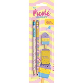 Kit Picolé Leo&Leo 4pc – Lápis, Borracha e Apontador