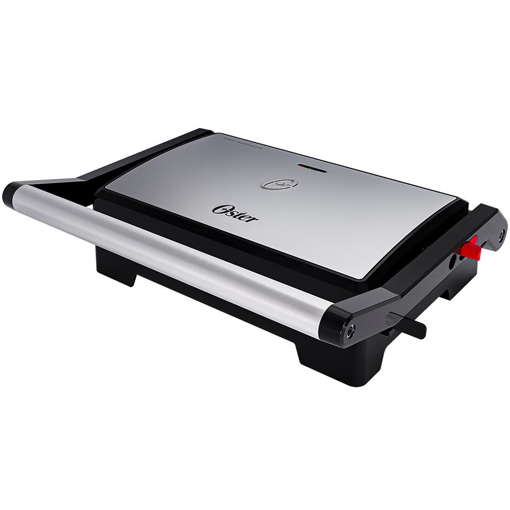 Mini Grill Elétrico Oster OGRL230 127V Inox 2 em 1 com Abertura 180° Chapa Antiaderente