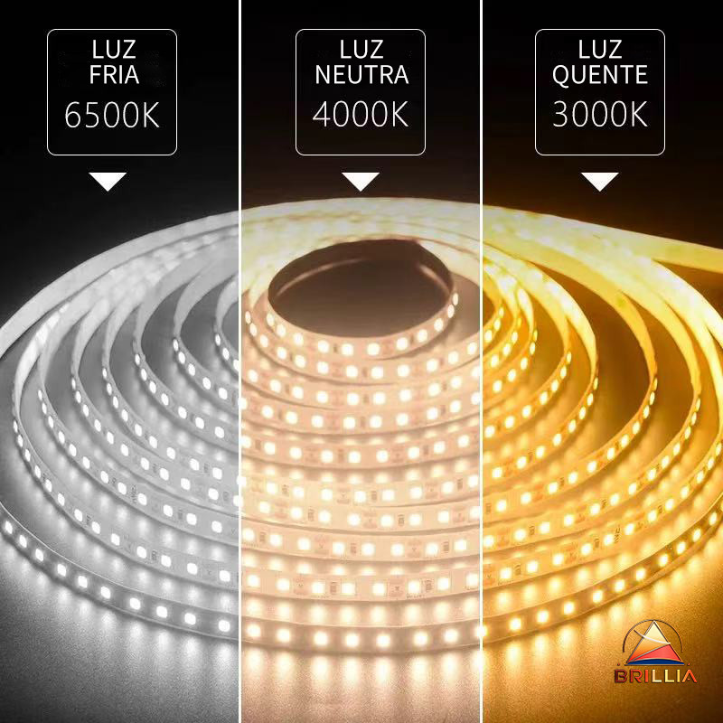 Fita LED 240led Por Metro 3528 para Com ou Sem Fonte Perfil 5 Metro Bivolt Muito brilhante IP20 12V