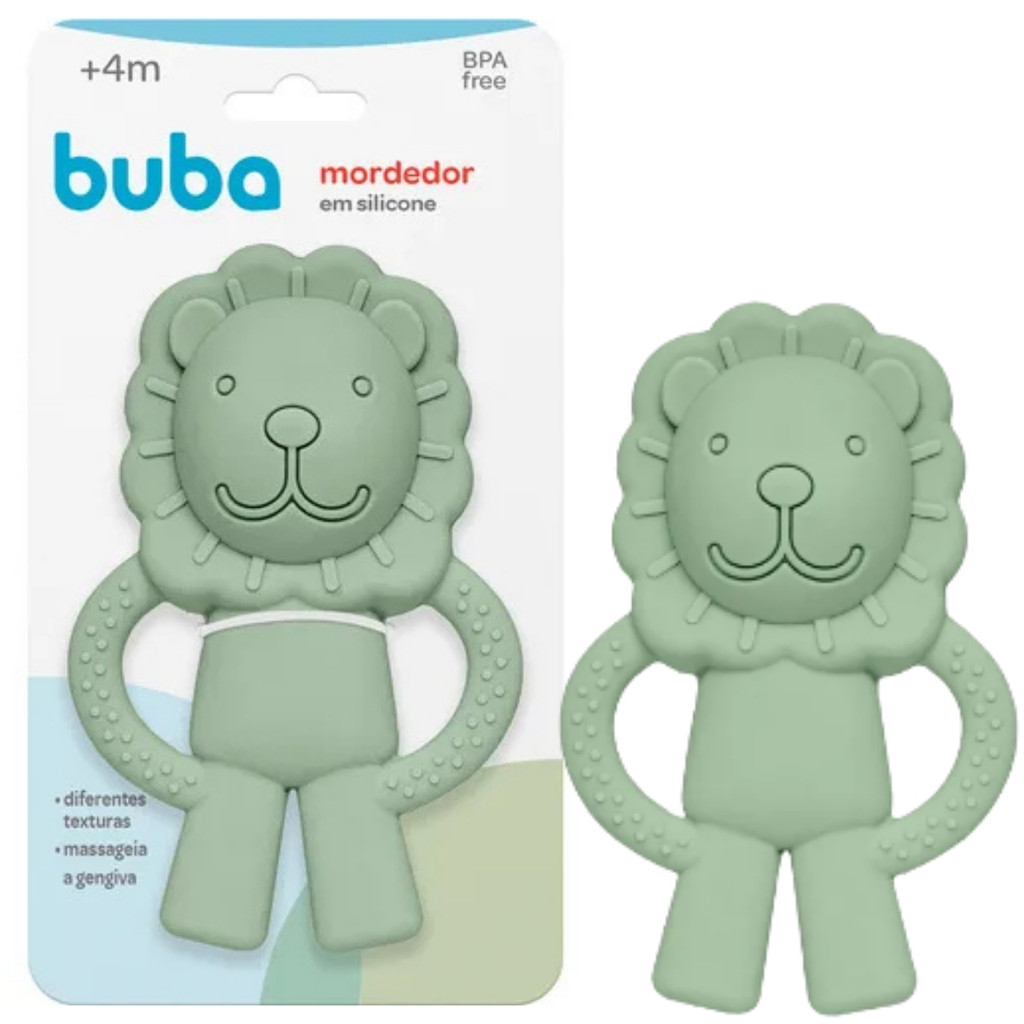 Mordedor Em Silicone Leãozinho Verde Maciez Perfeita - Buba em Oferta na Shopee