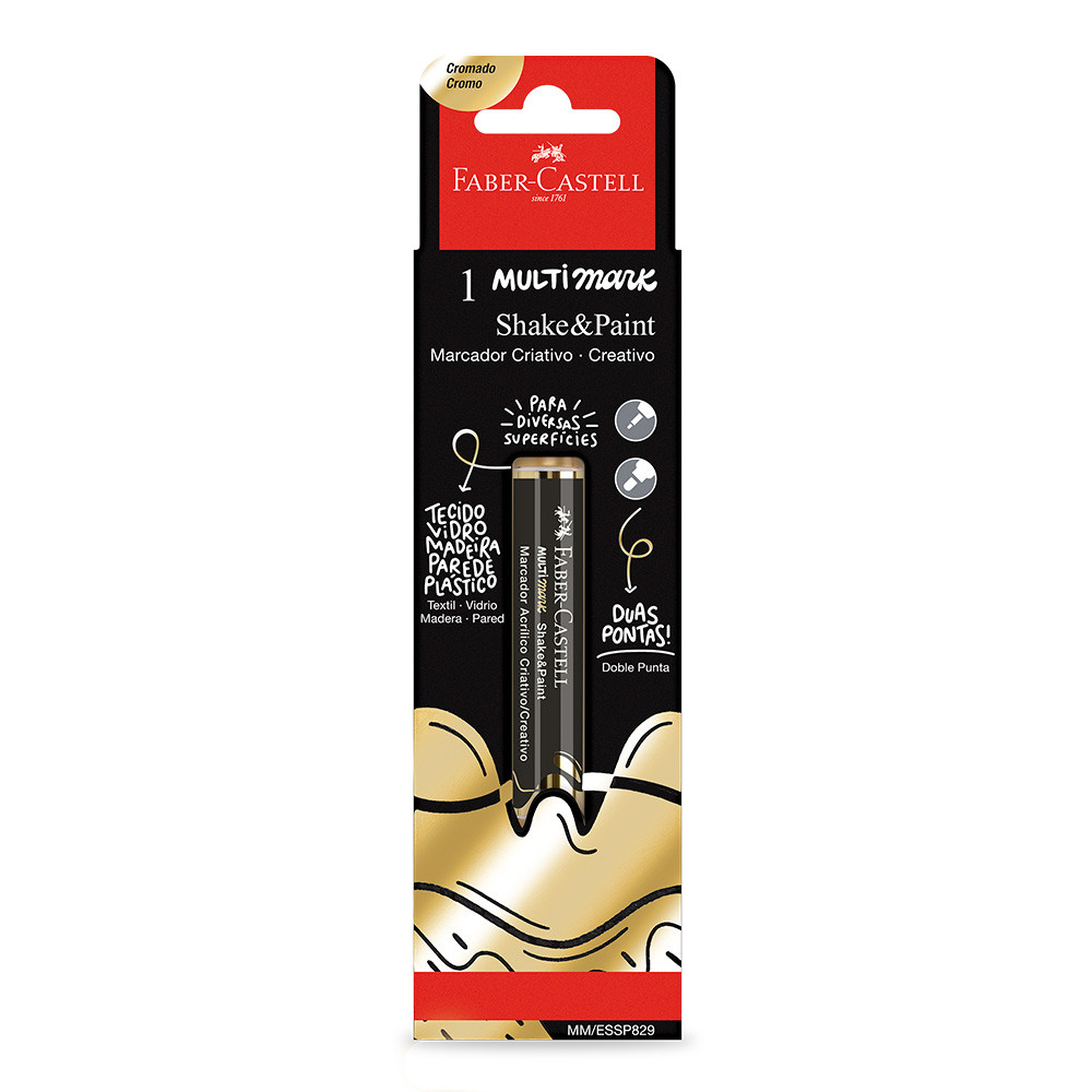 Marcador Multimark Shake & Paint Duas Pontas FABER-CASTELL Cromado Ouro