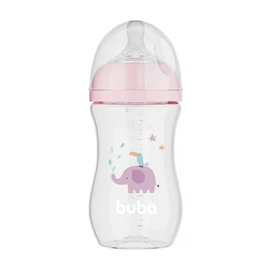 Mamadeira Buba Easy Flow Bico Tamanho 3 Elefante Rosa 330ml - Mom & Baby