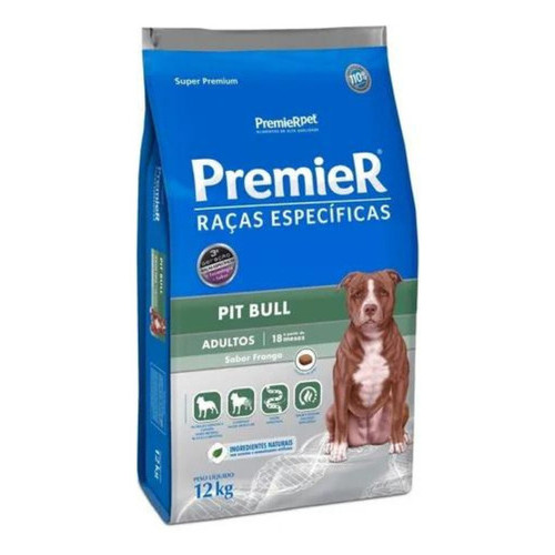 Ração Premier Pet Raças Específicas Pit Bull Adulto Sabor Frango De 12 Kg