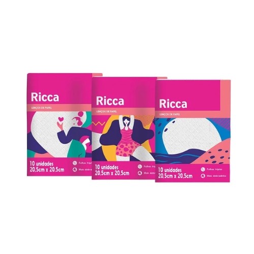 Lenço de Bolso Ricca Mini 10 Unidades Lenço de Bolso Ricca Mini 10 Unidades