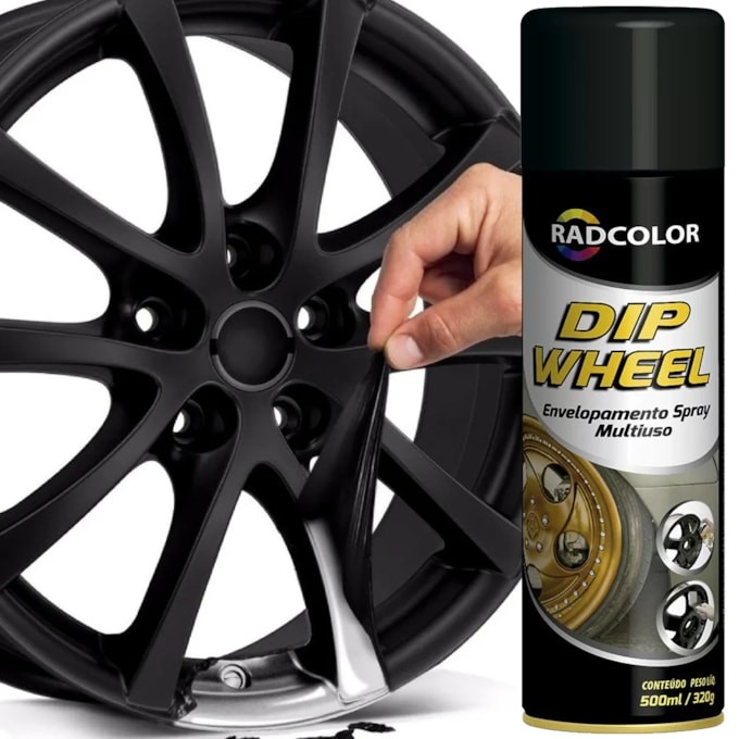 SPRAY DE ENVELOPAMENTO LÍQUIDO DIP WHEEL 500ML PRETO em Oferta na Shopee