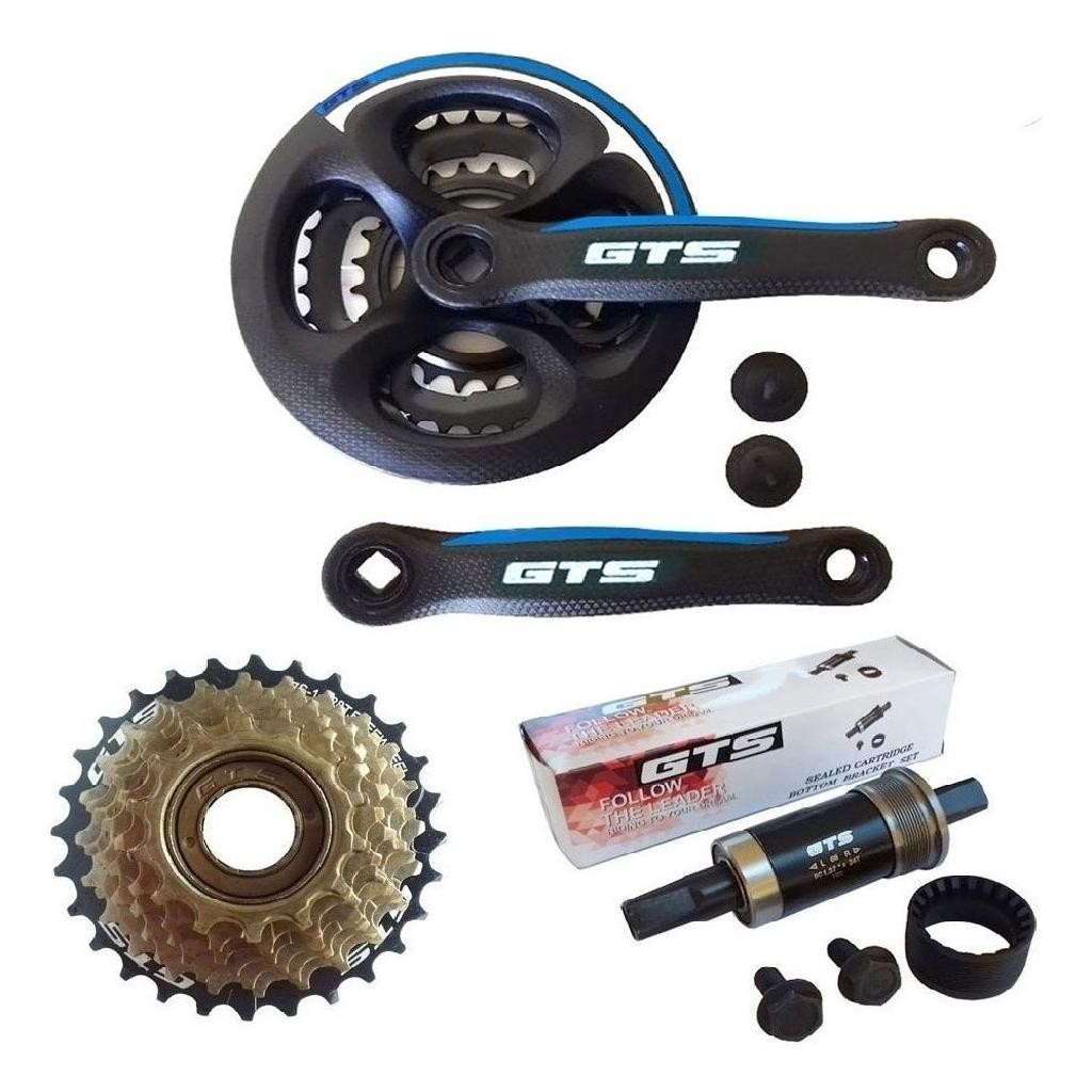 Pe De Vela Ltx Tipo Shimano Catraca Gts 7v Eixo Central Gts Cor Preto / Azul